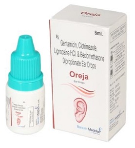 Oreja Ear Drops - Multi-Ingredient Otic Solution for Ear Infection Treatment India - Gentamicin Clotrimazole Lignocaine Beclomethasone